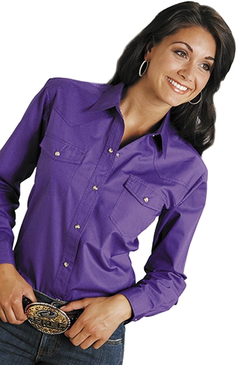 Roper Women's Long L/S Solid Basic Snap Front