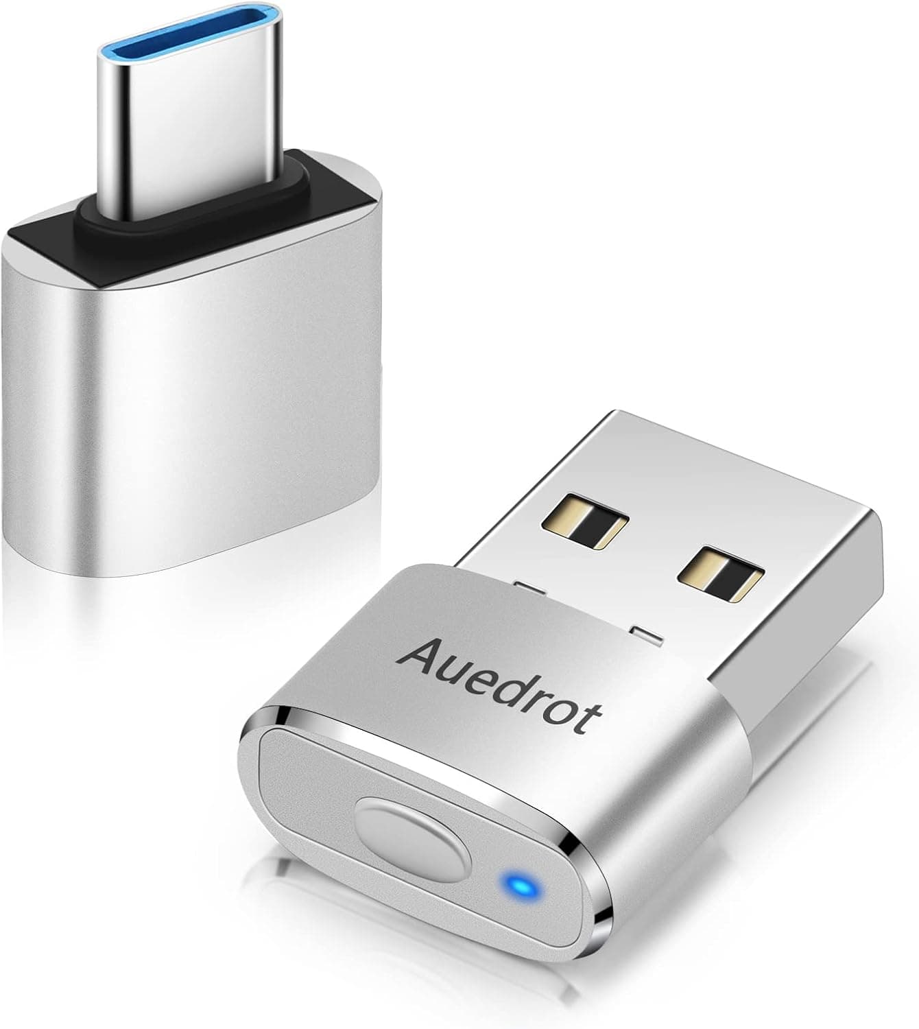 Mouse Jiggler Undetectable Metal USB Mouse Mover with Switch Button, Automatic Mini Mouse Shaker with 2 Jiggle Modes, Driver-Free, Plug & Play, Keep Computer/Laptop Awake, with Type-C Adapter, Silver