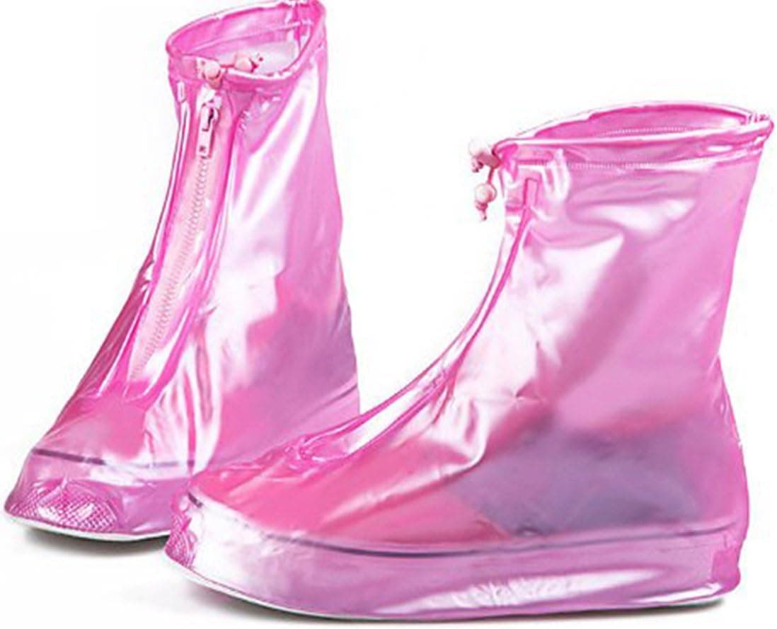Whose Lemon Fashion Women Men Kids Waterproof Winter Warm Snow Proof Shoes Cover Zippered PVC Reusable Slip-resistant Foldable Rainproof Shoes Covers For Bike Motorcycle Garden Hiking Camping Climbing Outdoor Activities Pink M