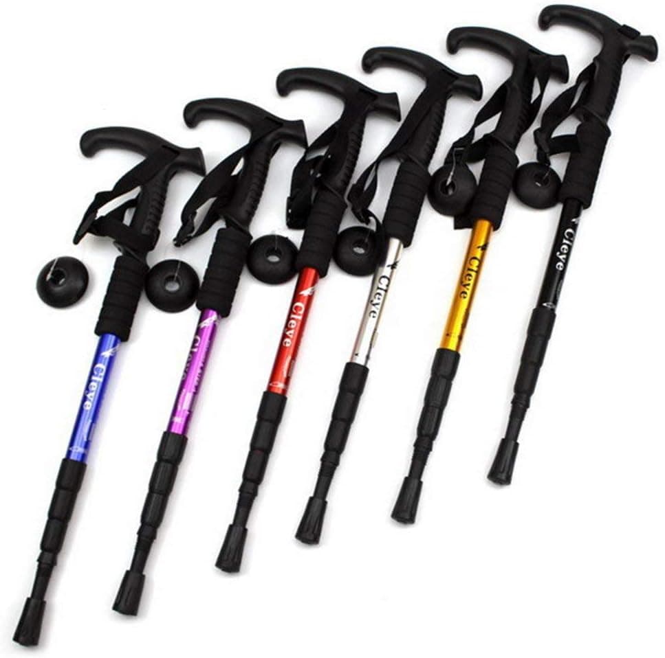 LSRONG Walking Stick,Trekking Poles Walking Folding Cane with T Handle,Antishock,Quick Lock,Telescopic, Aluminum,Ultralight for Men Women Kids