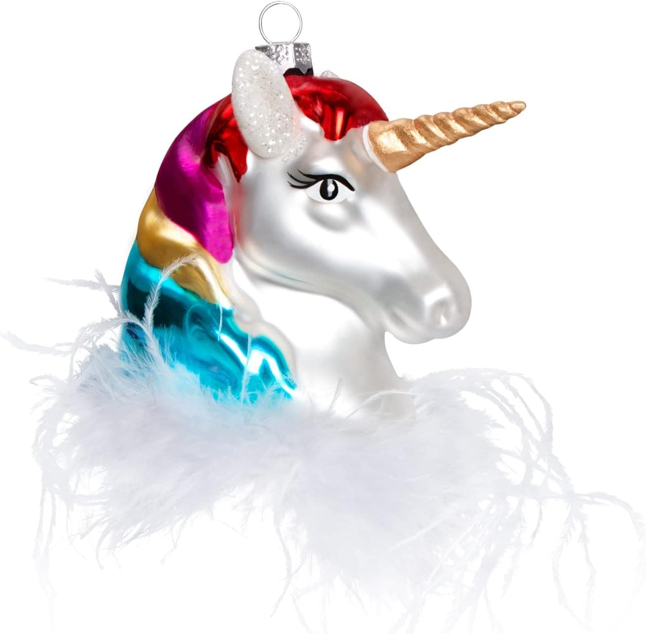 HappySpot Glass Unicorn Series Xmas Tree Pendant Christmas Indoor Ornaments Suitable for Home Party Hanging Decoration Blue.