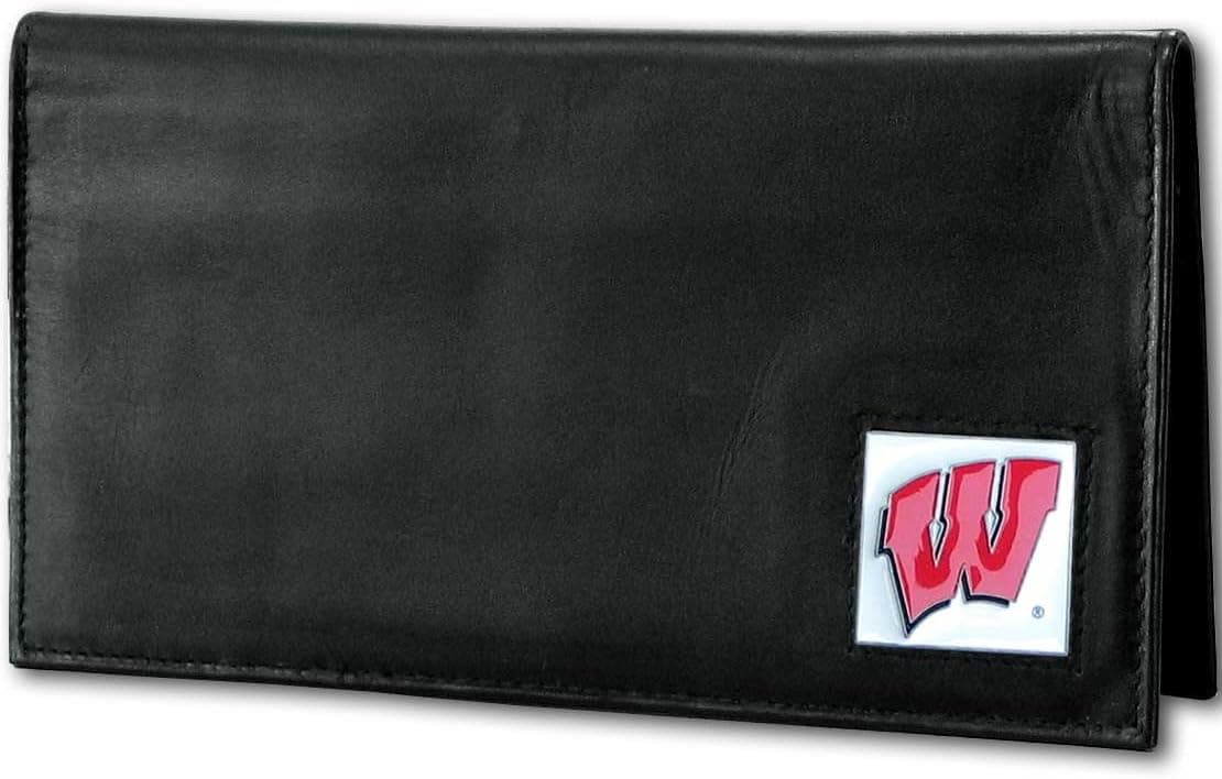 NCAA Siskiyou Sports Fan Shop Wisconsin Badgers Deluxe Leather Checkbook Cover One Size Black