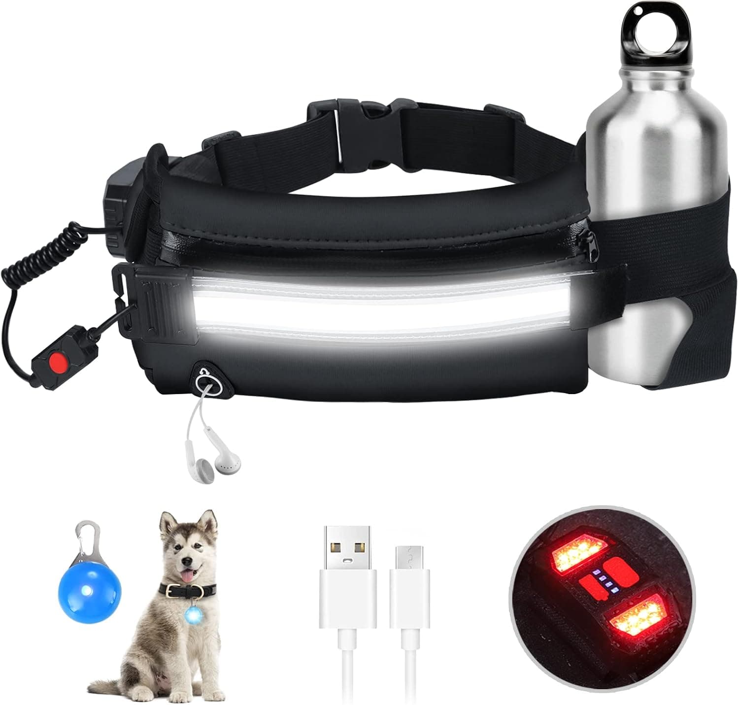 Running Lights for Runners, USB Rechargeable LED Running Lights for Men Women, 1000 Lumens Night Runner Safety Lights, Walking Light for Night Walking with A Free Dog Light for Runners Jogging Walking