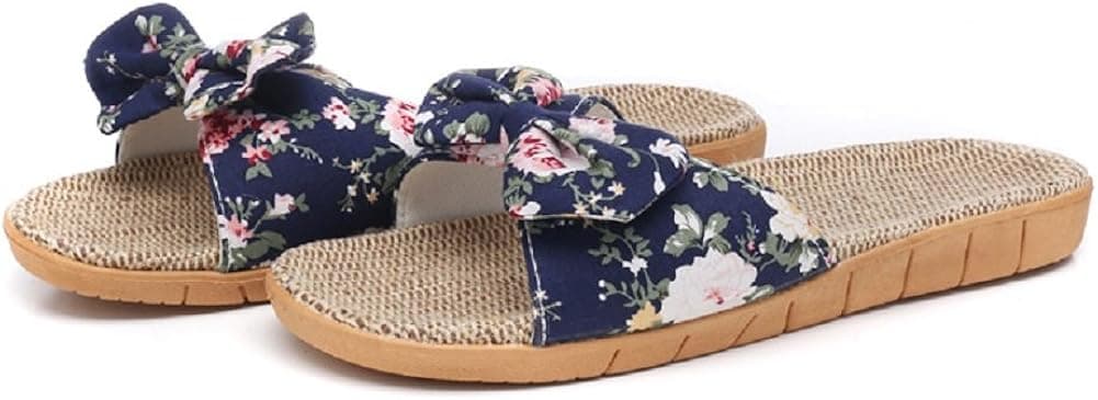HRFEER Women Flax Slippers Summer Breathable Flat Sandals for Women Anti-Slip Indoor&Outdoor Lightweight Beach Shoes