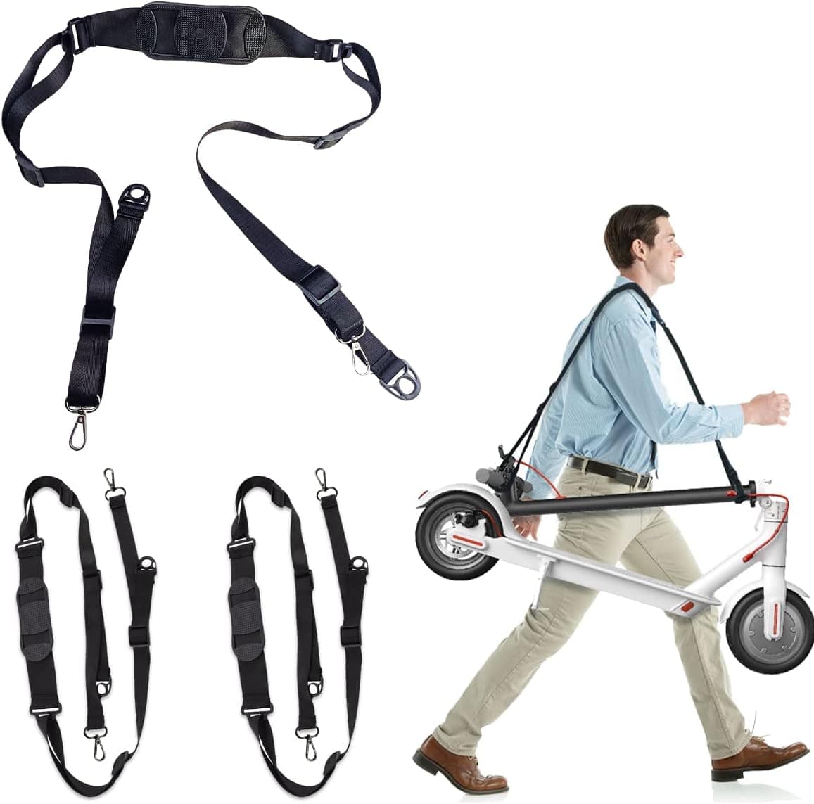 ZHUOMINGJIA 2PCS Carry Strap for Beach Chair,Adjustable Beach Chair Backpack Straps,Fits Beach, Camping, Backpacking, Picnics, Scooter, Foldable Bikes (Black, 115-195cm)