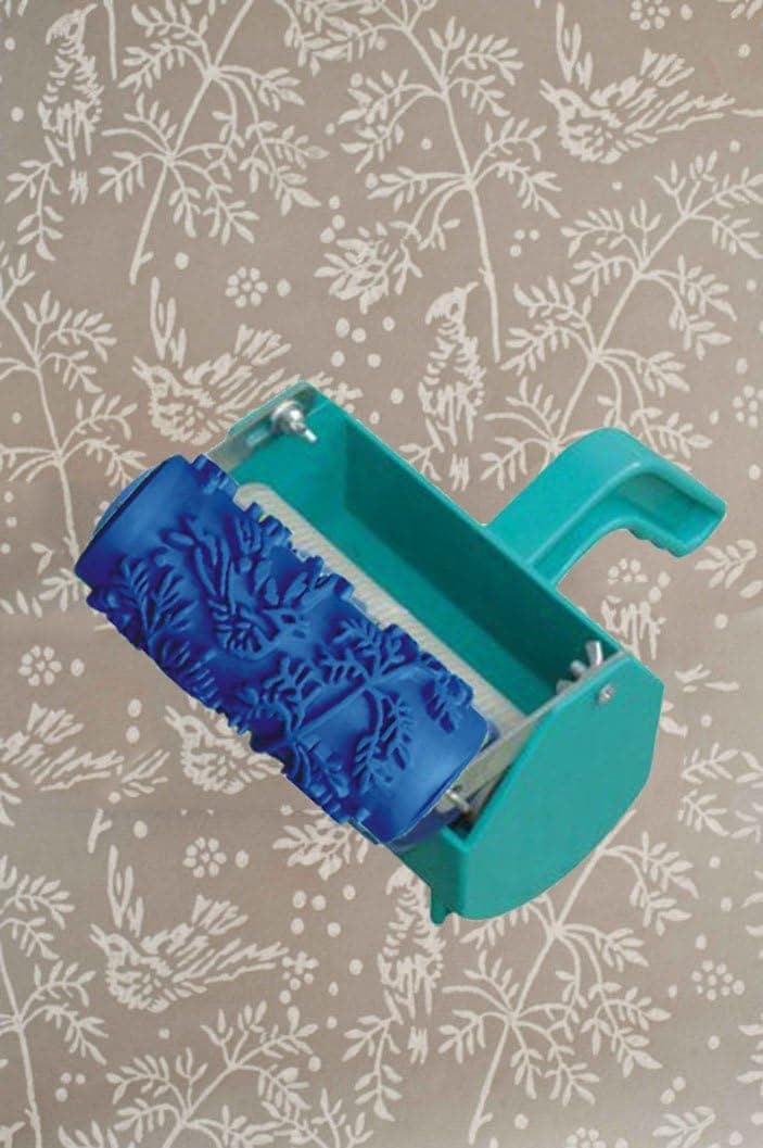 Bueer 5" Patterned Paint Roller Decorative Soft Rubber Roller With Single Color Painting Machine For Creating Ideas on Paint Patterns, Borders, Wall Decals and Decorative Stickers (Birds and Flowers)