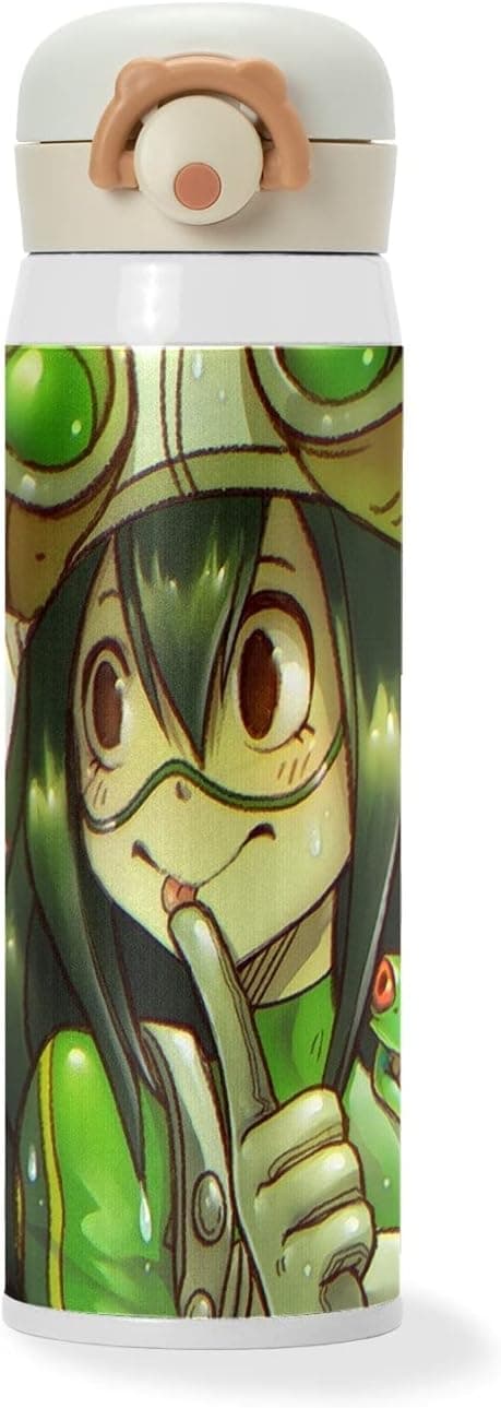 NO Thermal Insulated Stainless Steel Water Bottle My Hero Academia Anime Tsuyu Asui Double Wall Vacuum Insulated Cup Travel Mug 17 oz