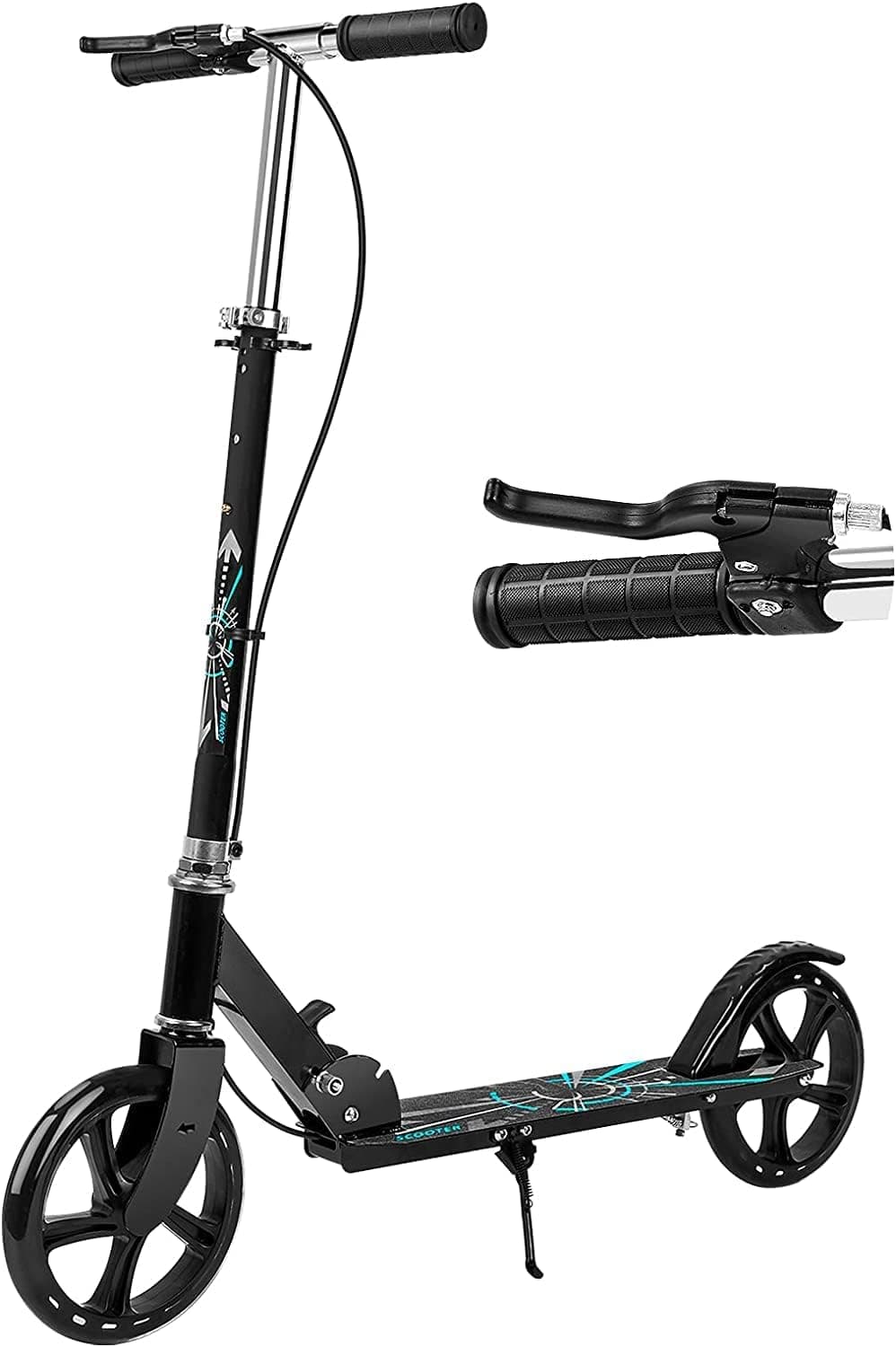 Benewell Kick Scooter for Kids 8 Years and Up, Foldable Kids Scooter with Adjustable Handlebars, Lightweight, Large 200mm Wheels Scooters with Carry Strap for Adults and Teens-Green