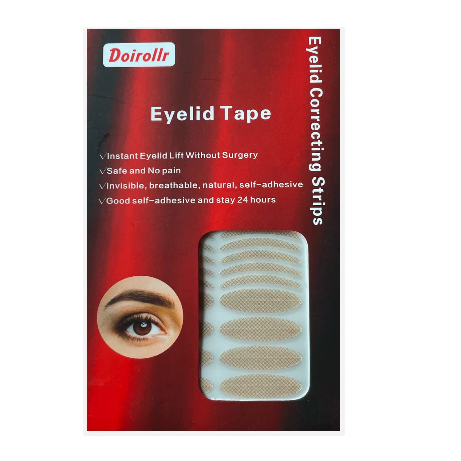 Eyelid Tapes, 480pcs Invisible Eyelid Correcting Strips, Self Adhesive One-Sided Sticky Eye Tape, Instant Eyelid Lift No Surgery, for Droopy Lids, Hooded Eyes