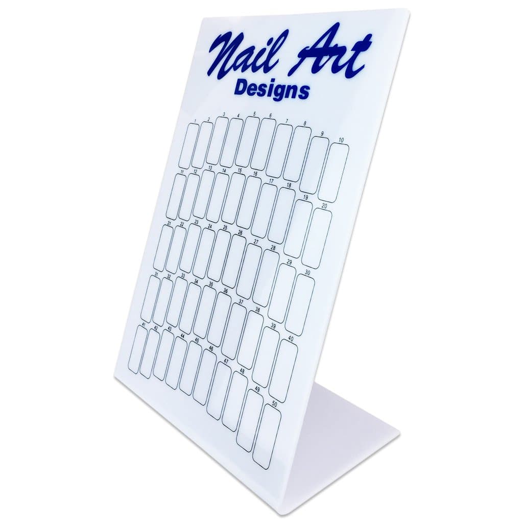 Professional Salon Quality Nail Art Designs - Blue - 50 Slot Nail Tips Display Board