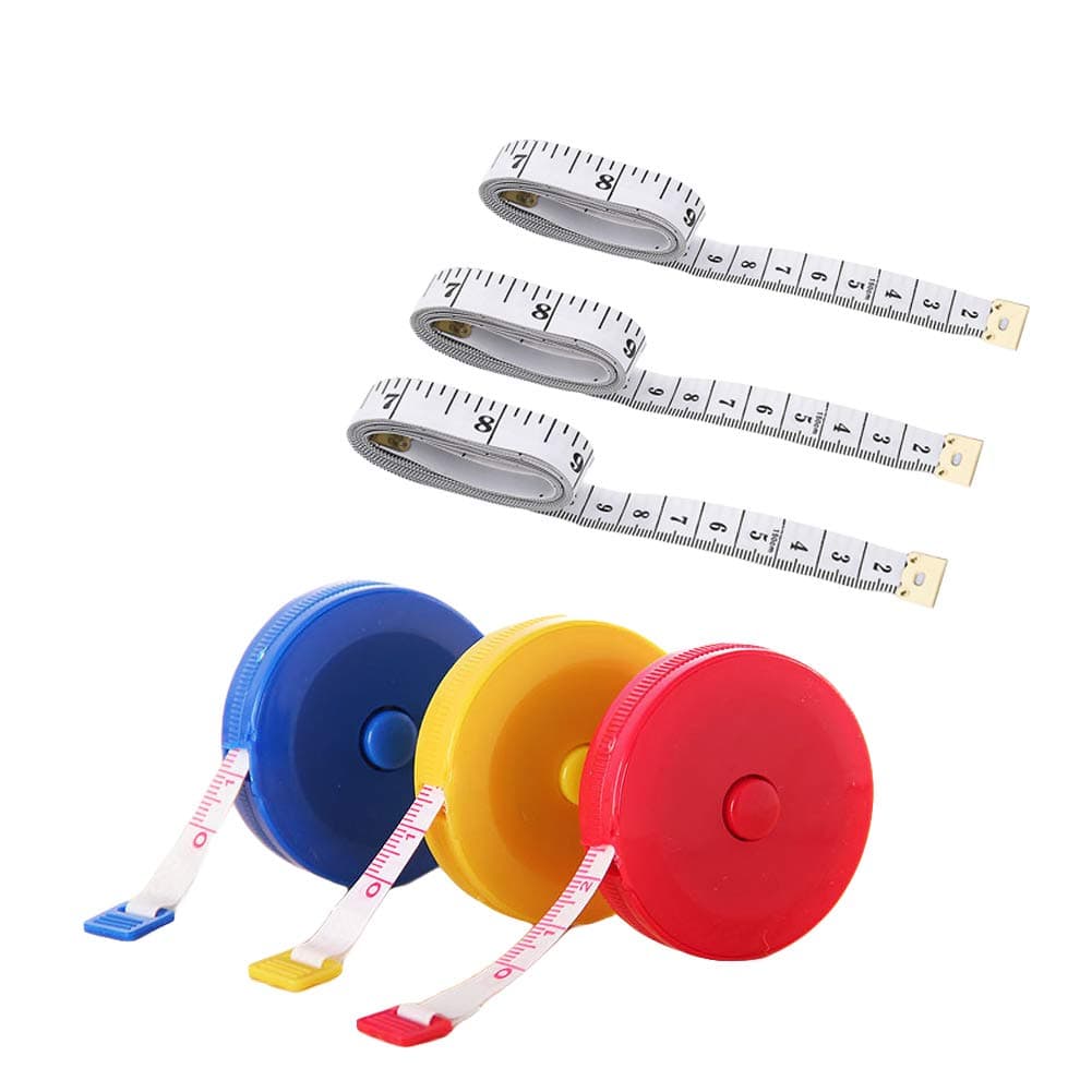 KWJOY 6 Pieces 60-Inch 1.5 Meter Soft Tape and Retractable Tape Measure Medical Body Measurement Set