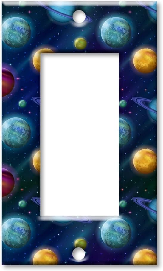 Art Plates Brand Single Gang Rocker OVERSIZE Switch - OVER SIZE Wall Plate - Solar System
