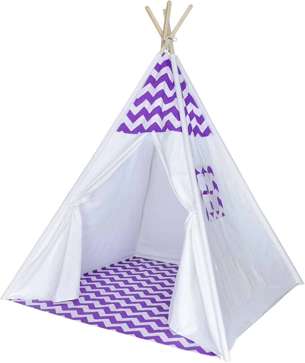 Kids Teepee Tent for Girls, No Toxic Chemicals Added, Carrying Case, Purple Chevron Play Tents Indoor for Kids, Large Tipi Toddler Dog Baby Boy Adult Children Adults Dogs Childs Boys Reading Nook