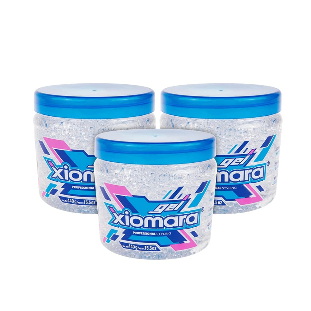 Xiomara Professional Hair Styling Gel with Aloe Vera, Long lasting Hold, 3-Pack Of 15.50 OZ Each Jar, Clear