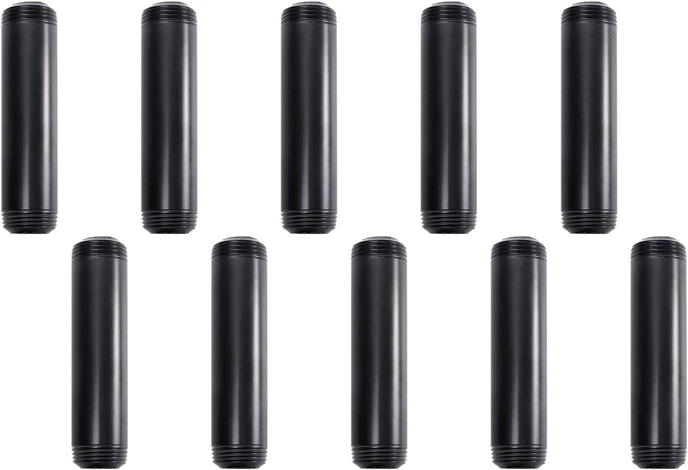 3/4" x 6" Black Painted Iron Pipe, Home TZH 10 Pack Threaded Black Paint Finish Metal Pipe Nipple for DIY Project/Furniture/Shelving Decoration(10, 6")