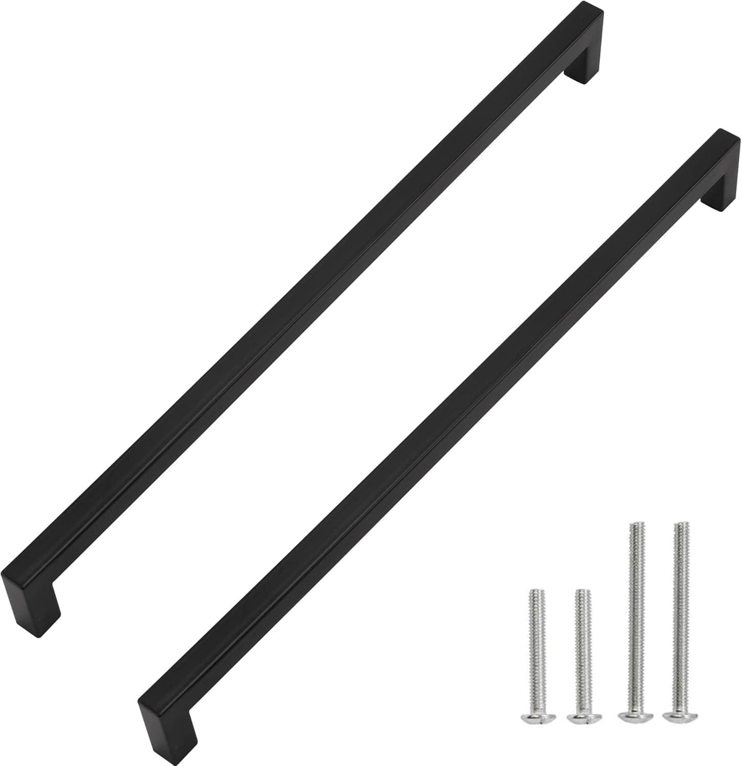 Redunest Cabinet Pulls Matte Black Cabinet Handles Square Drawer Pulls, 5 Pack 15 Inch Stainless Steel Kitchen Door Cupboard Cabinet Handles, Drawer Hardware Handles, 384mm Hole Centers