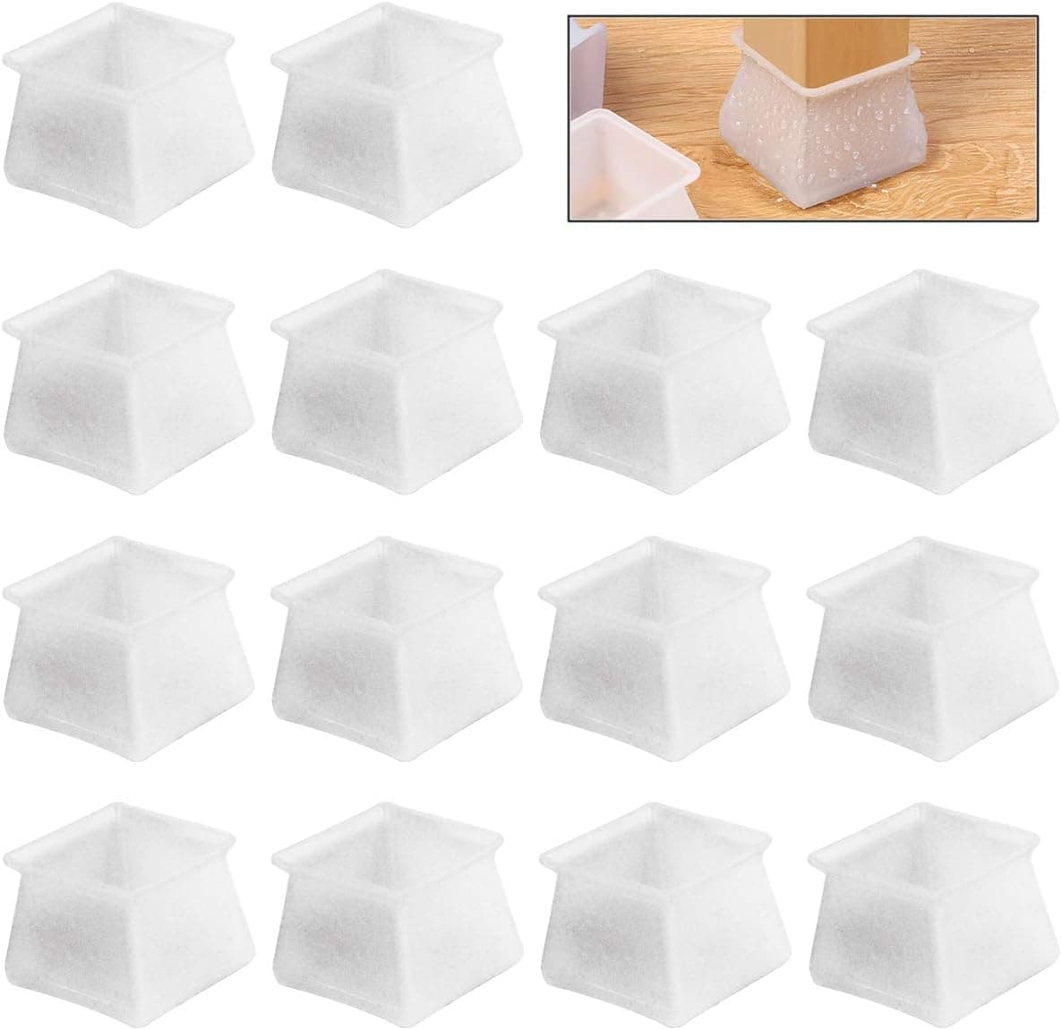 butterfunny 40 Pcs Square Chair Leg Caps Furniture Silicon Protection Cover Silicone Floor Protector Furniture Table Feet Cover