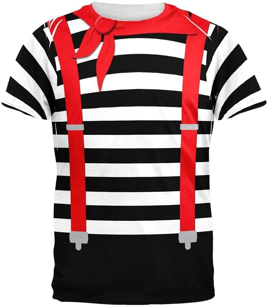 Old Glory Halloween French Mime Costume All Over Adult T-Shirt