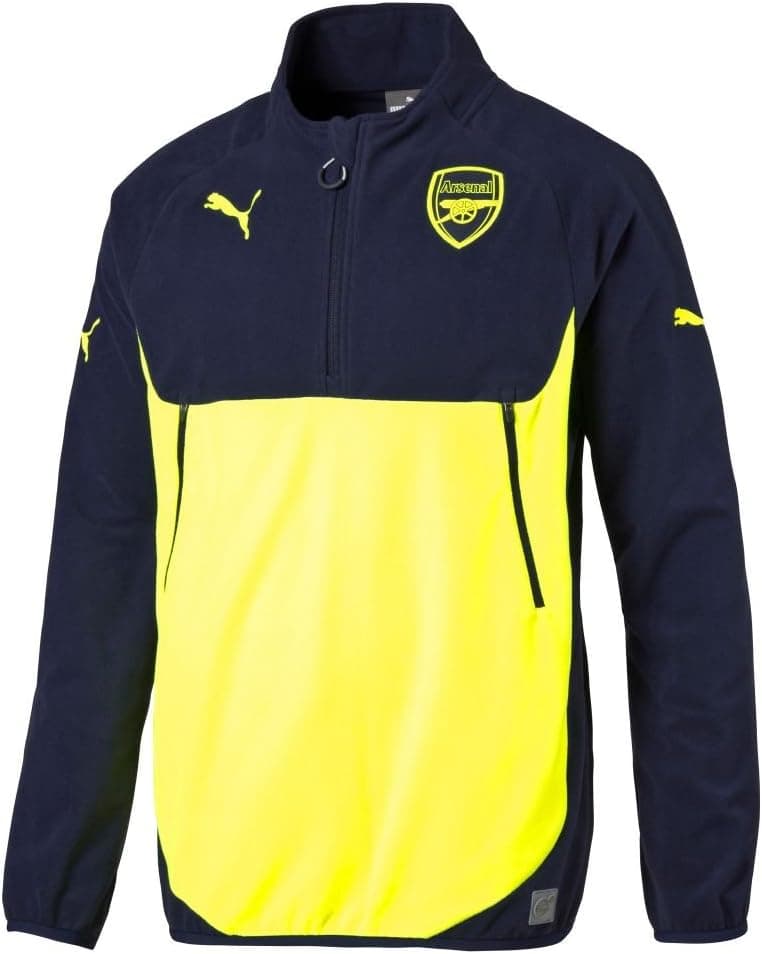 PUMA Mens Arsenal 1/4 Zip Training Top Large, Peacoat/Safety Yellow