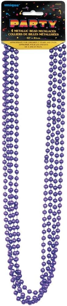 Unique Metallic Bead Necklaces, 32", Purple