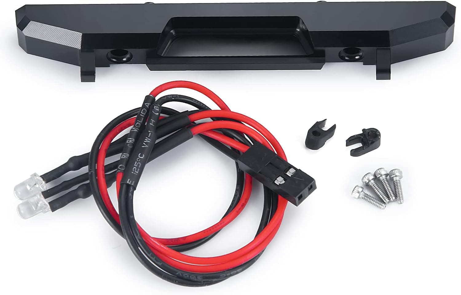 ARFIOWWY Metal Rear Bumper with RC LED Light Spotlight for 1/24 Axial SCX24 AXI00002 JLU CRC Car Upgrade