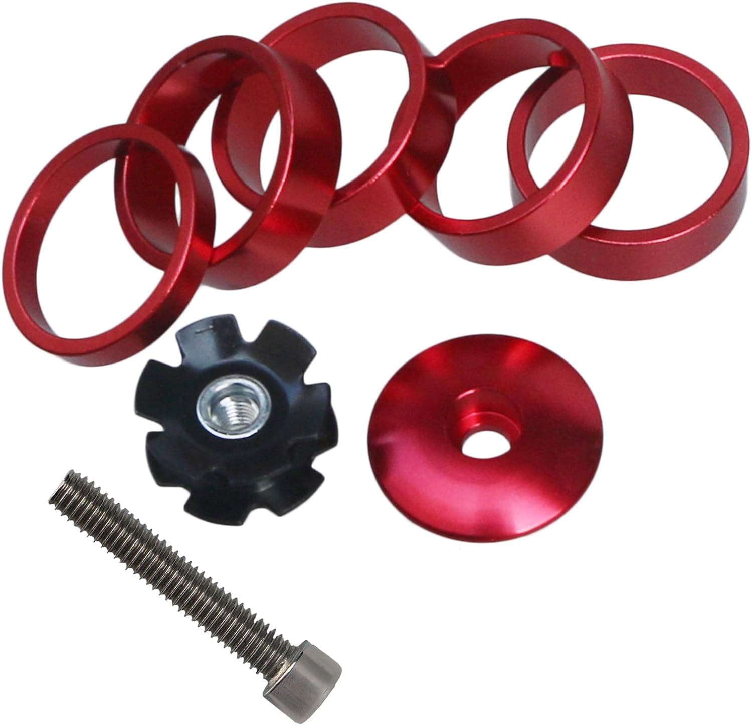 GANOPPER 1 1/8 Inch Headset Spacer with Stem Top Cap,Headset Star Nut Black Red Blue Gold 4 Color