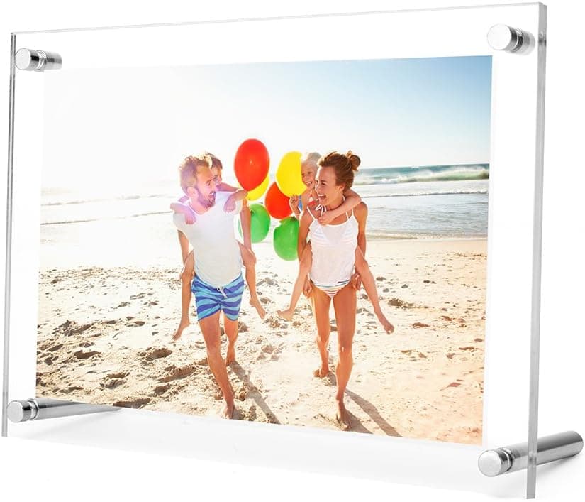TWING Acrylic Picture Frames Sign Holder Decor 4X6 Inches Clear Acrylic Photo Frame Tabletop Business License Frame for Home Store Decor