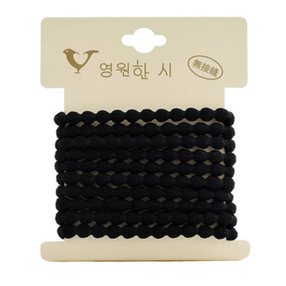 Womens Elegant Hair Elastics Hair Ties Braided Hair Accessories, Black, 10 Count