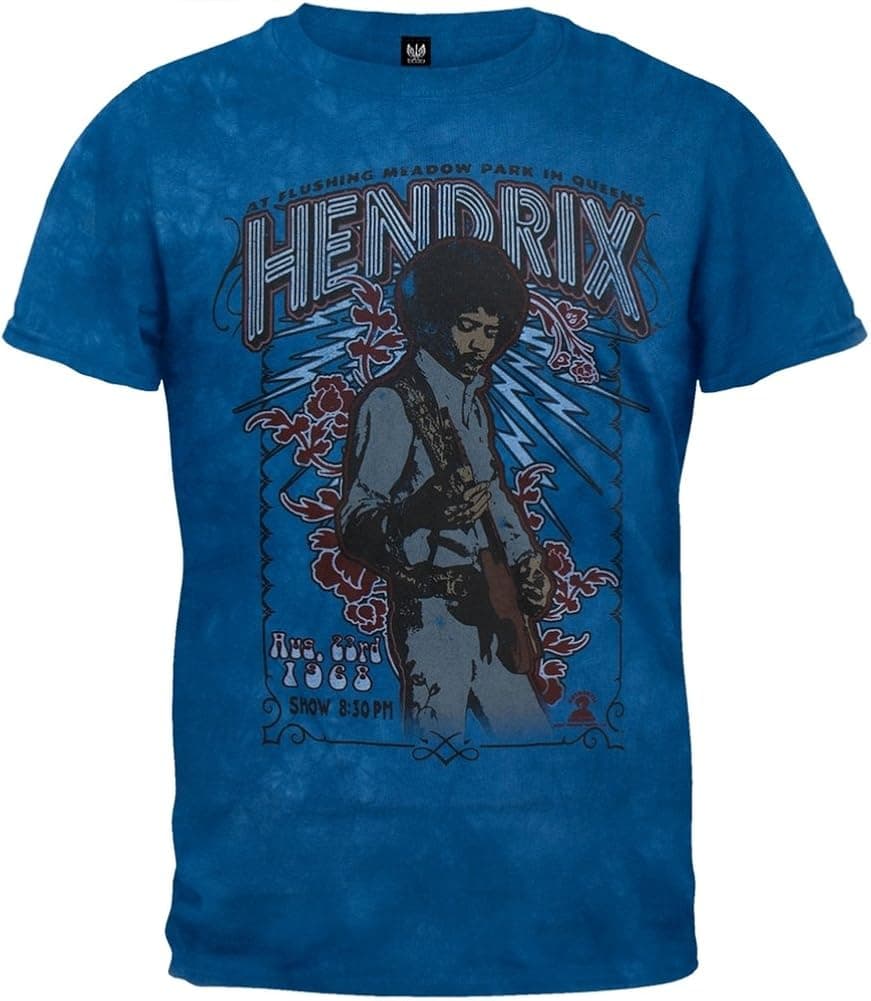 Old Glory Jimi Hendrix - Flushing 1968 Tie Dye T-Shirt Medium Blue