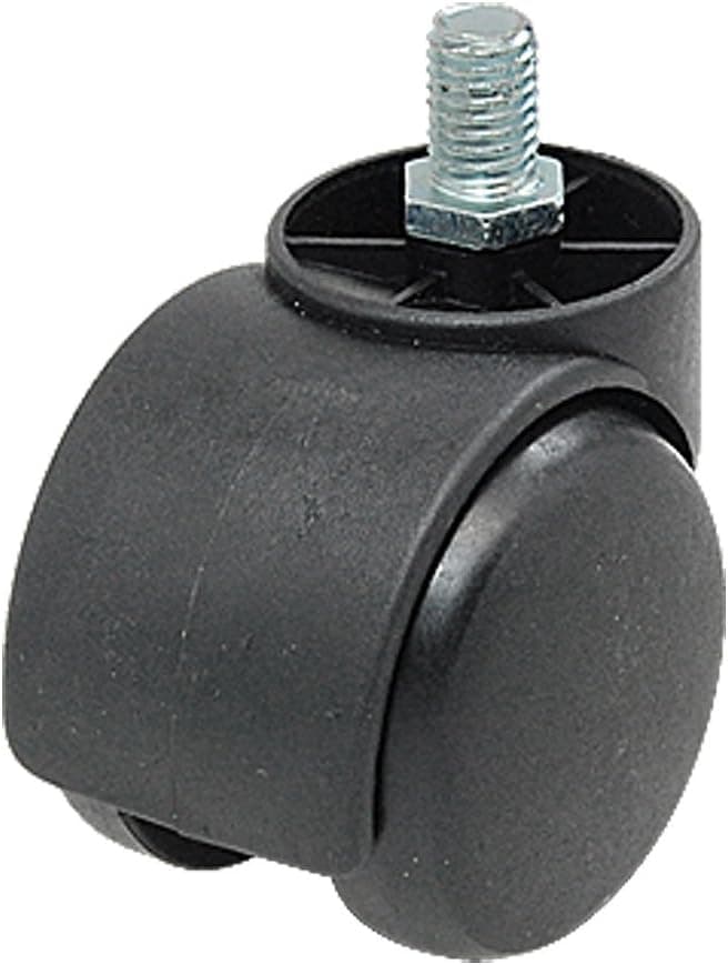 uxcell M10 Coarse Thread Stem Connector Twin-wheel Black Chair Trolley Caster with Step