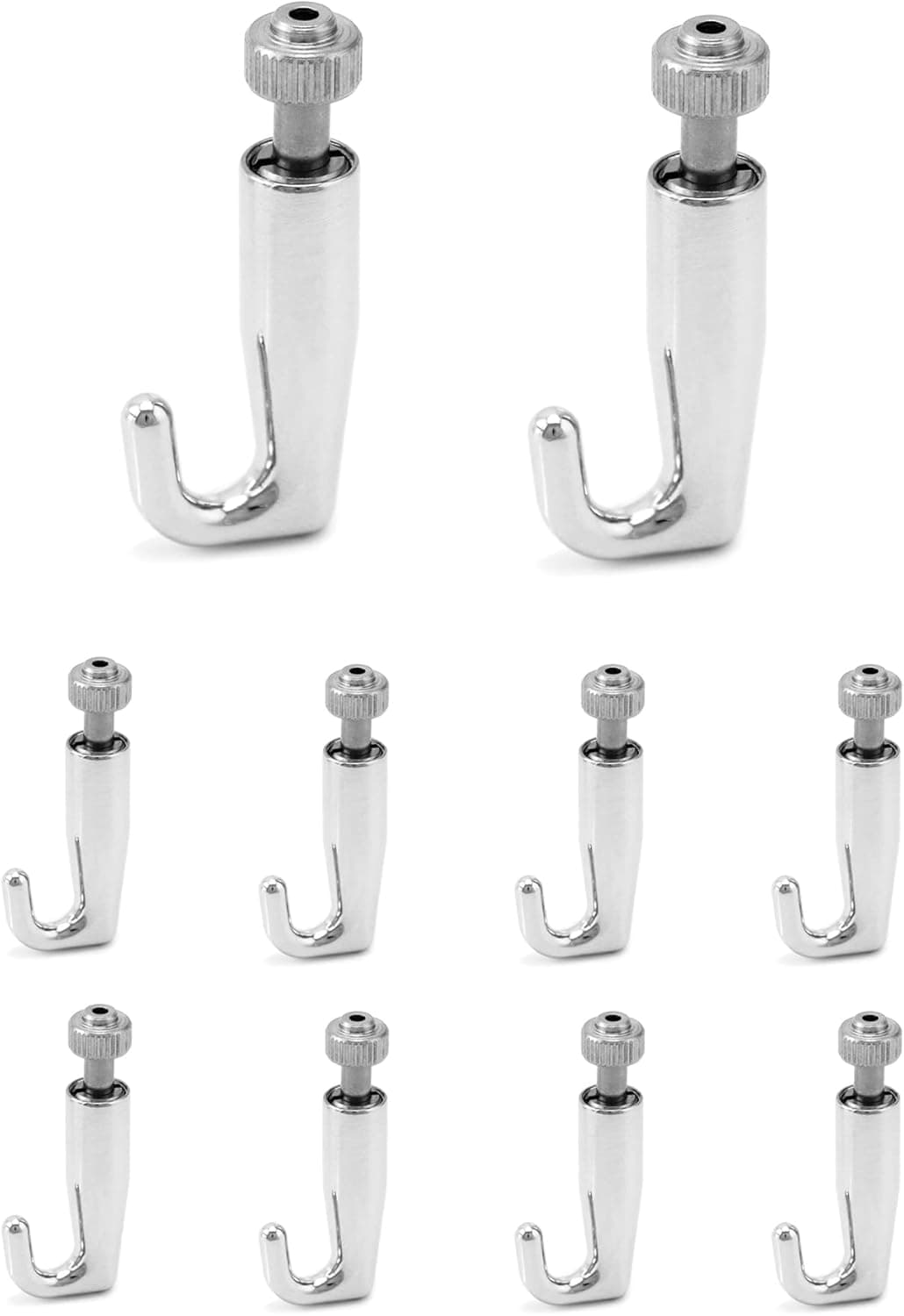 QWORK Art Gallery Display Wire Rope Hanger Hooks, 10 Pack Adjustable Metal Hooks Fit 2.0mm Steel Cables Wire Rope, Gallery Picture Hanging System