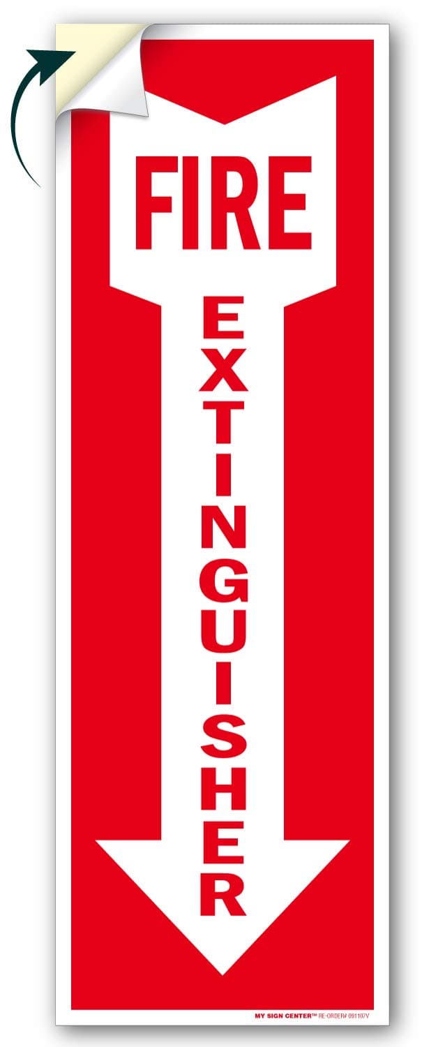 Fire Extinguisher Sign, Dimne, Package 4 Mil Vinyl Decal Stickers USA Made by My Sign Center