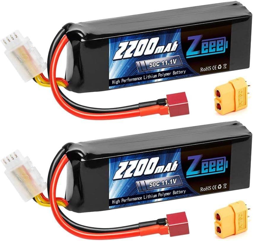 Zeee 3S 11.1V 2200mAh 50C RC LiPo Battery with Deans and XT60 Plug for RC Airplane Heli UAV Drone FPV RC Evader BX Car RC Truggy RC Truck (2 Packs)