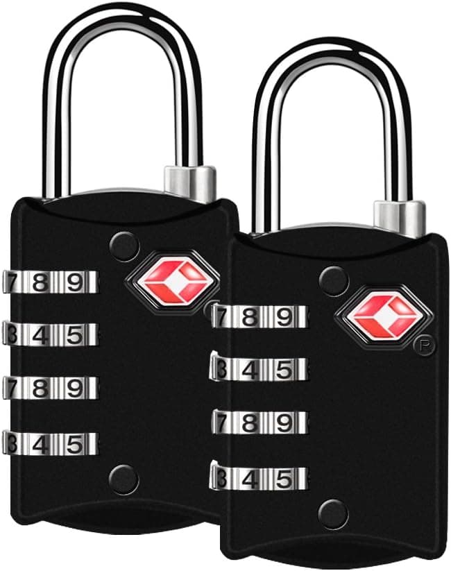 TSA Approved Luggage Locks - 4 Digit Combination Padlock for Travel Luggage Baggage Gym Backpack Locker Suitcase (Black 2 Pack)