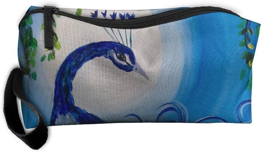 Portable Outdoor Cosmetic Toiletry Clutch Bag Accessories Organizer Case Travel Home Use Zipper Oxford Peacock 3D Storage Pouch Pencil Case