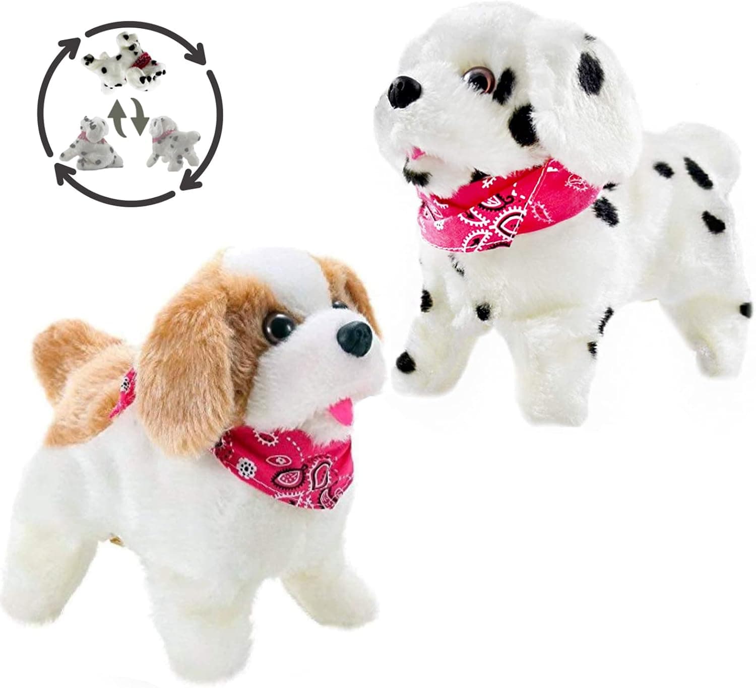 Haktoys 2-Pack Flip Over Puppy Battery Operated Somersaulting, Walking, Sitting, Barking Plush Cute Little Toy Dog Great Gift for Animal and Pet Loving Toddlers and Kids