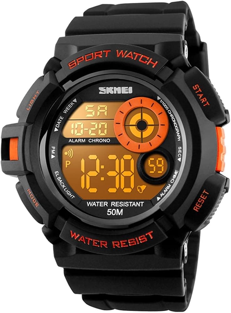 SKMEI Boys Sport Style Digital Watch Waterproof LED 7 Colors Changeable Backlight Soft PU Band Wristwatch