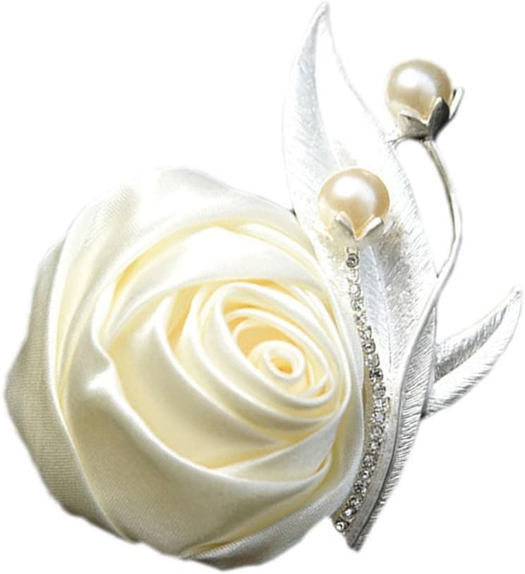 Jackcsale Boutonniere Bridegroom Groom Men's Boutonniere Boutineer with Pin for Wedding, Prom, Homecoming Creamy 1 Piece