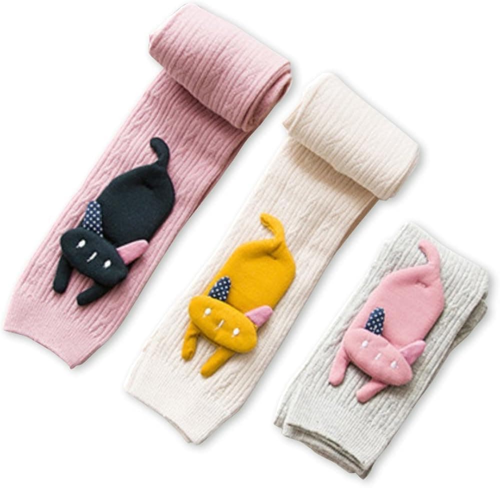 HONEY.B Girls Knit Pantyhose Leggings - Multi Pairs of Casual Animal Character Comfortable FOOTLESS