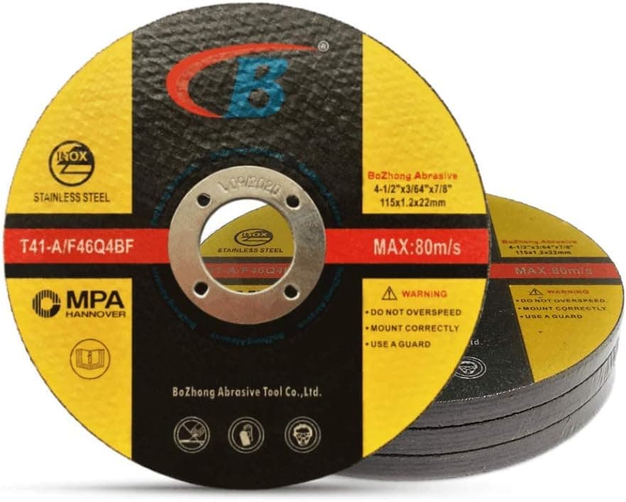 15 Pcs, Cut-off Wheel, B, 4.5" x .045" x 7/8-Inch Cutting Wheels, Double Reinforced Fiber Flat Grinding Wheel Aggressive Cutting Blades for Stainless Steel and Metal, for Grinders, MPA Certification