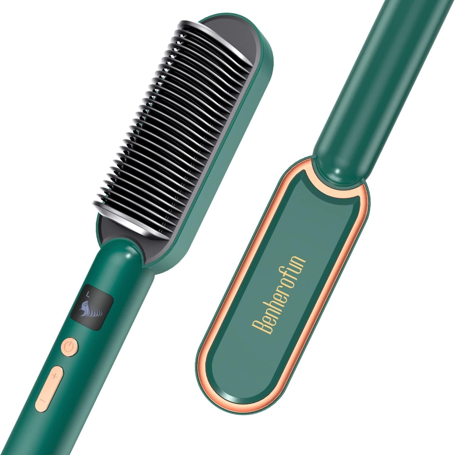 Hair Straightener Brush - Ionic Hair Straightener Comb with 3 Temperature Settings & LED Screen, 30s Fast Heating & Anti-Scald, Professional Women's Hairstyle Tools