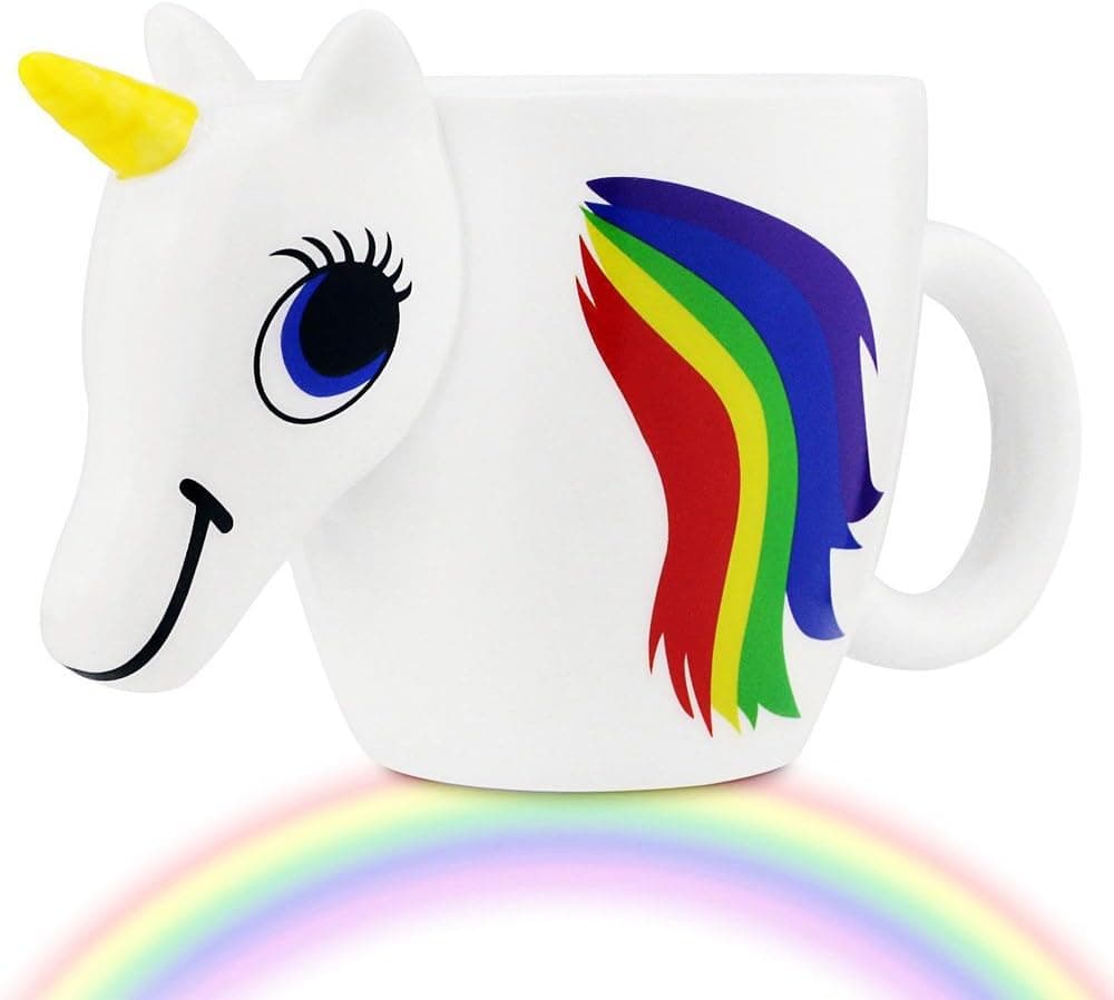 HIBOUR Color Changing Unicorn Mug Heat Sensitive Rainbow Ceramic Coffee Tea Cup