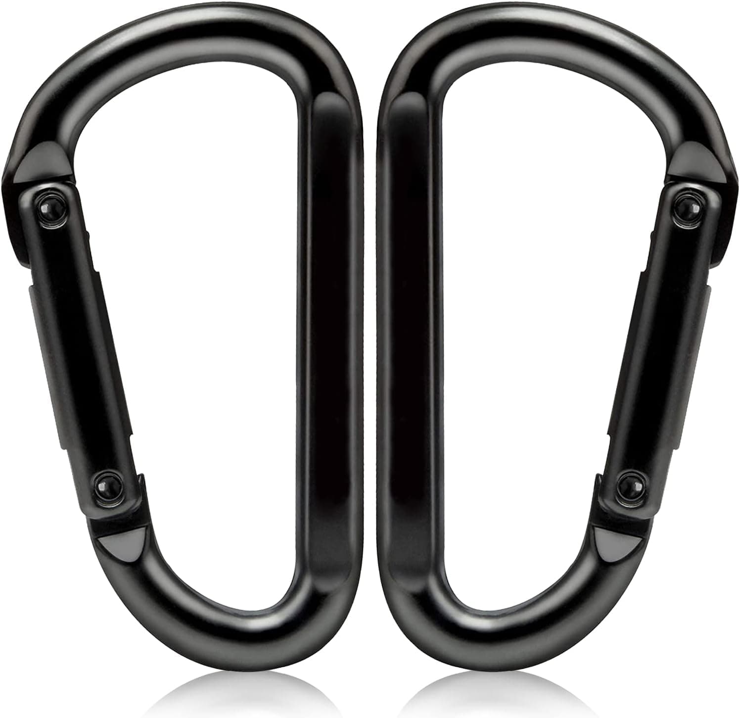 Caribeener Carabiner Clip, 860lbs, 3" Iron Heavy Duty Carabiner, D Shape Buckle - Keychains, Camping, Hiking Accessories, Carabiners for Locking Dog Leash, Harness, Yoga Swing, Gym etc, Black, 2 PCS