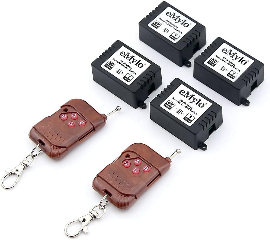 eMylo® DC 6V 10A 4X 1CH 433Mhz RF Wireless Relay Remote Control Light Switches 2pcs Transmitter with Receiver
