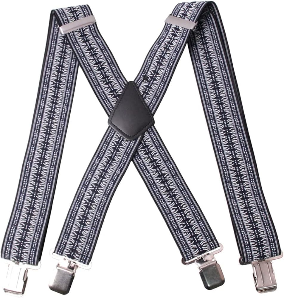 GUCHOL Suspenders for Men Strengthen 4 Clips Adjustable Length Braces