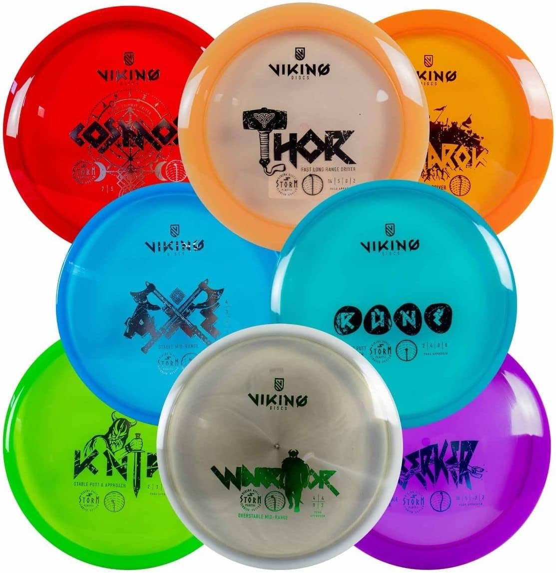 Viking Discs 8-Disc Set in Storm Plastic - Disc Golf Equipment Bulk Set