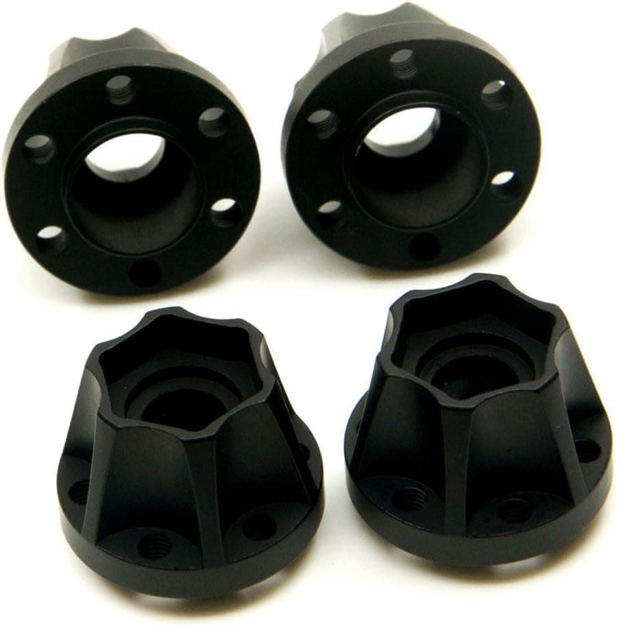 RCLIONS 4pcs RC Wheel Hex Hubs Adapters for 1/10th Scale RC Electric Crawler Car 1.9/2.2" Beadlock Wheel Rim (Black)
