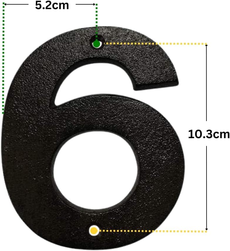 Address Numbers for House - Cast Iron 5 Inch House Numbers for Outside - Large Black House Numbers & Mailbox Numbers : Door Number 6