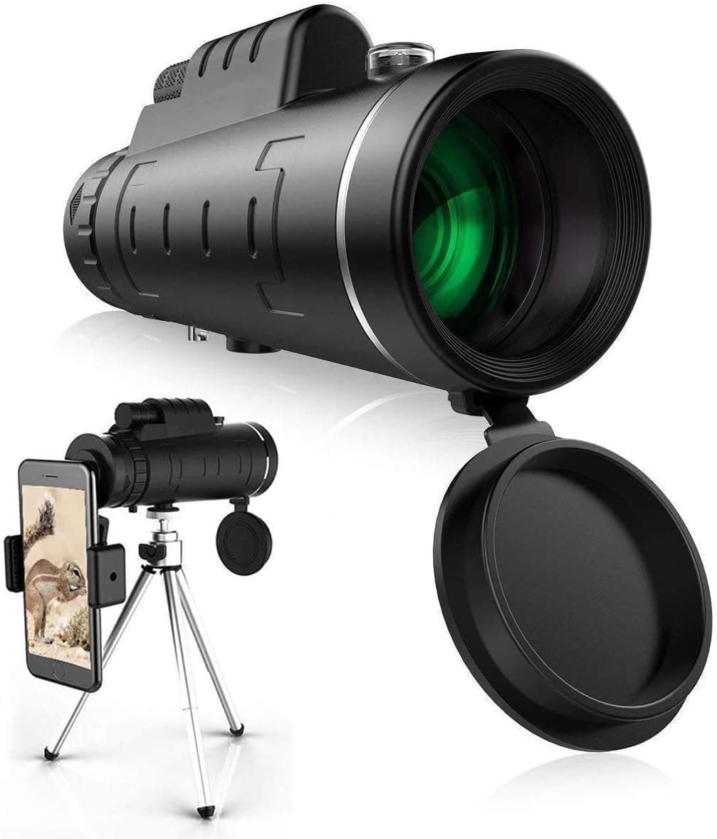 Monocular Telescope, 40x60 High Power HD Zoom Monocular for Adults Kids, Night Vision Waterproof Scope with Smartphone Holder & Phone Tripod & BAK4 Prism FMC for Bird Watching Camping Hiking
