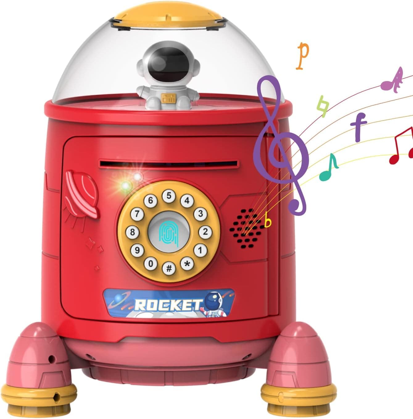 LZZAPJ Electronic Password Fingerprint Sensor Unlock Piggy Bank for Kids, Money ATM Machine Toy, Coin Cash Vault Bank Savings Safe Bank, Best Gift for Boy Girl Birthday Christmas (Red)